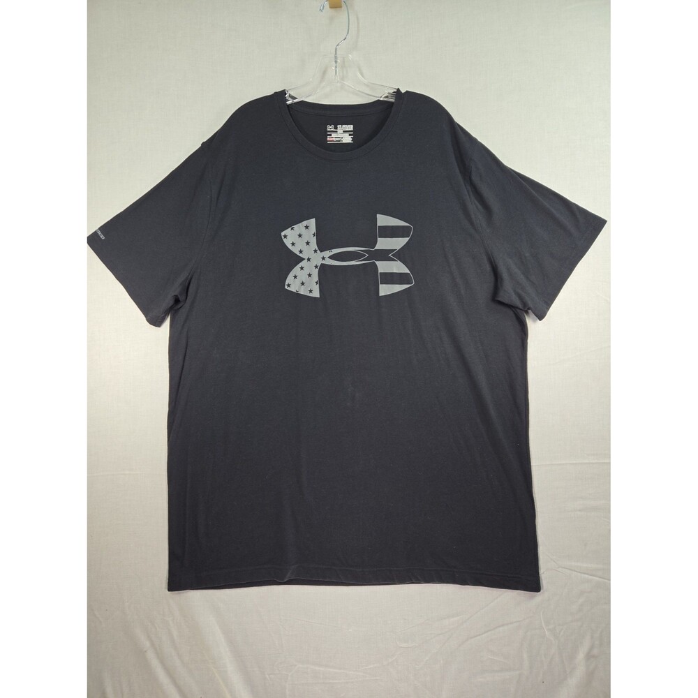 Under Armour Shirt Mens XXL Black Heatgear Charged Loose American Flag Athletic